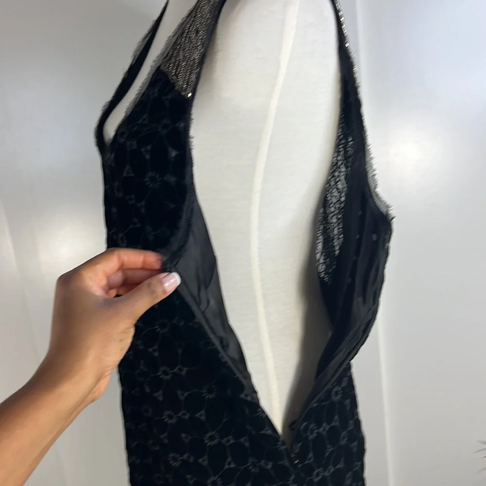 FREE PEOPLE black velvet beaded neck shift dress - Picture 13 of 16